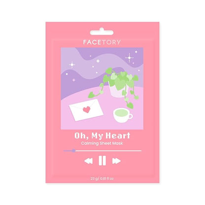 FACETORY K Beauty Face Mask Skin Care - CALMING Sheet Mask for ACNE-PRONE Skin with Heartleaf