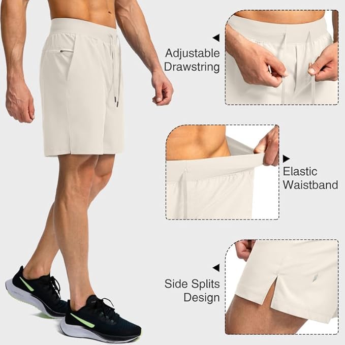 Men's Running Shorts with Zipper Pockets 9 Inch/ 7 Inch / 5 Inch Lightweight Quick Dry Gym Workout