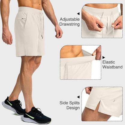 Men's Running Shorts with Zipper Pockets 9 Inch/ 7 Inch / 5 Inch Lightweight Quick Dry Gym Workout