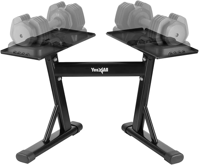 Yes4All Adjustable Dumbbell Stand - 160 Pound Capacity, Spotter Rack & Weight Rack with Strap, Easy