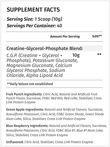 Metabolic Nutrition, CGP, Creatine Glycerol Phosphate, 100% Micronized Creatine Powder, Pre Intra