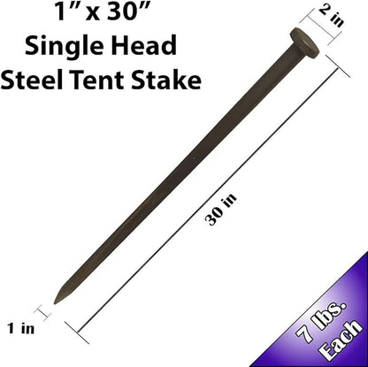 Single Head Tent Stakes - Heavy Duty Steel Tent Stakes, Versatile Ground Spikes to Anchor