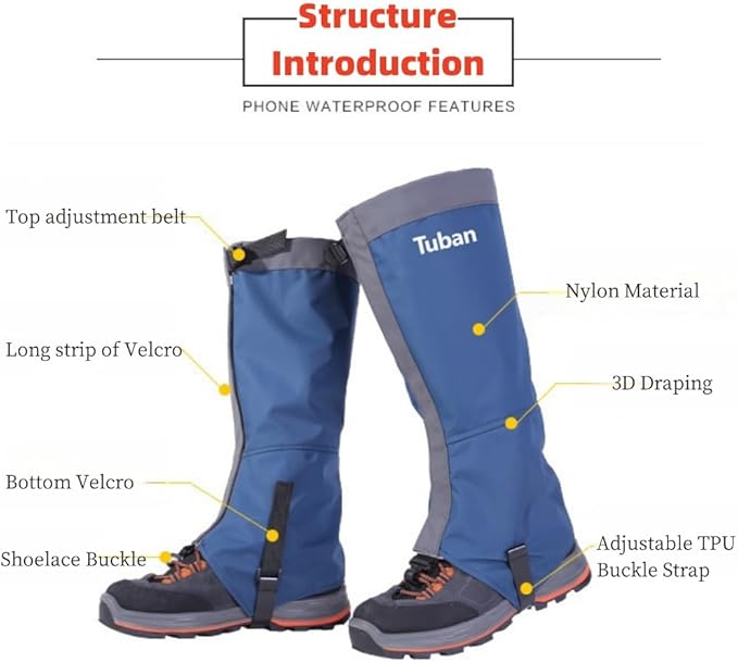 Waterproof Gaiters,Hiking Gaiters,Lightweight Adjustable Leg Gaiters for Men Women,Available in All