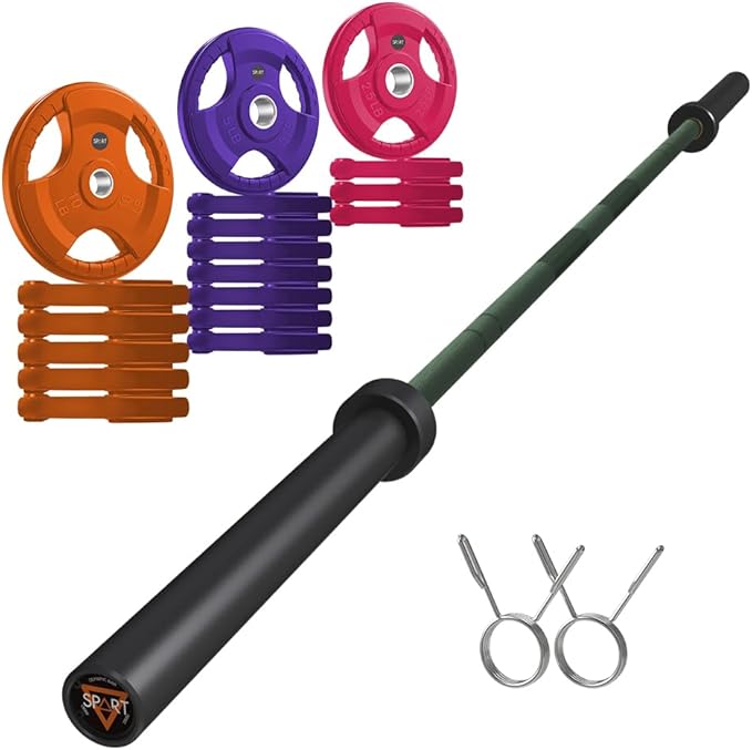 7FT Olympic Barbell Bar with Weight Plate Set Combo, Solid Olympic Bar with Bearings, 700Lbs