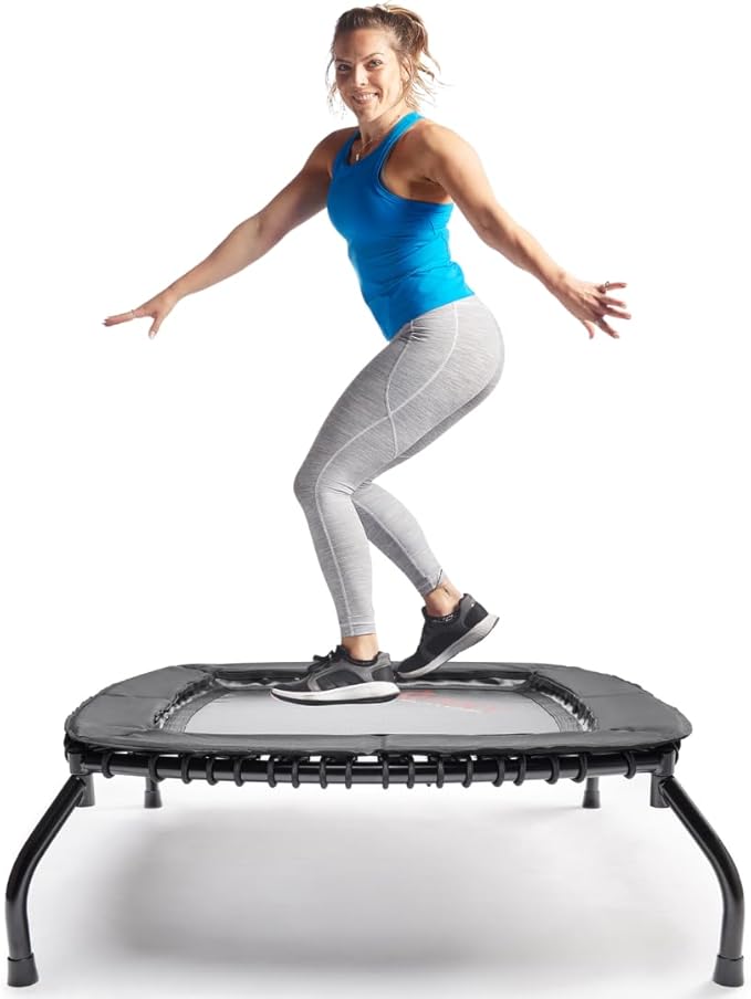 Sunny Health & Fitness Springless Mini Fitness Trampoline ??Premium Adjustable Bungee-Style