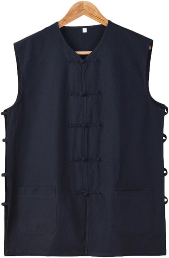 Men's Cotton Sleeveless Kung Fu Vest ??Traditional Chinese Martial Arts Tank Top Tai Chi Wing Chun