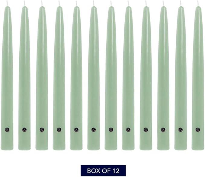 Colonial Candle Unscented Taper Candle, Handipt Collection, Colonial Classic Green, 12 in, Pack of