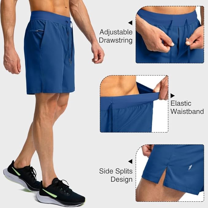 Men's Running Shorts with Zipper Pockets 9 Inch/ 7 Inch / 5 Inch Lightweight Quick Dry Gym Workout