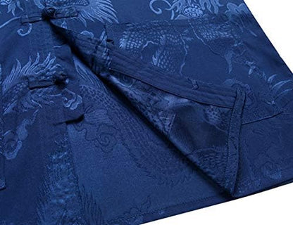 wecotton Tang Suit Men Hanfu Chinese Traditional Clothes Kung Fu Shirt Uniform Long Sleeved Coat