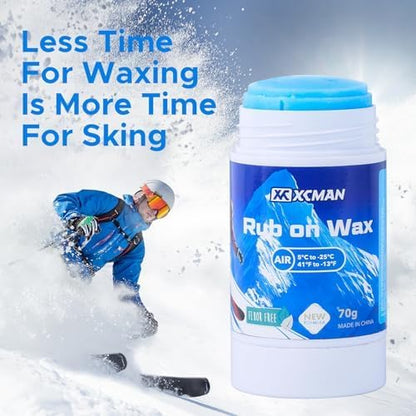 XCMAN Rub on Quick Wax for Ski/Snowboard/Nordic/Cross-Country with Easy cork applicator 70g