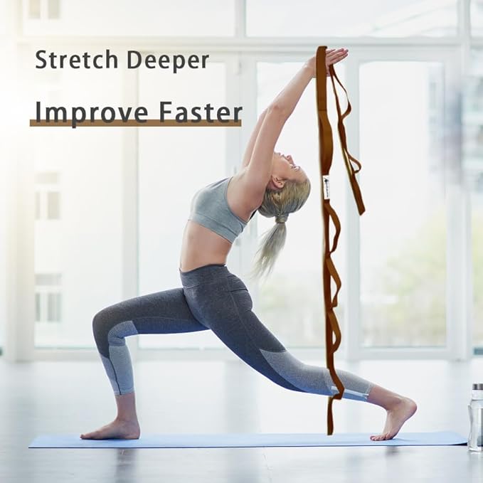 Stretching Strap Yoga Strap with Loops, Stretch Straps for Physical Therapy, Non-Elastic Exercise