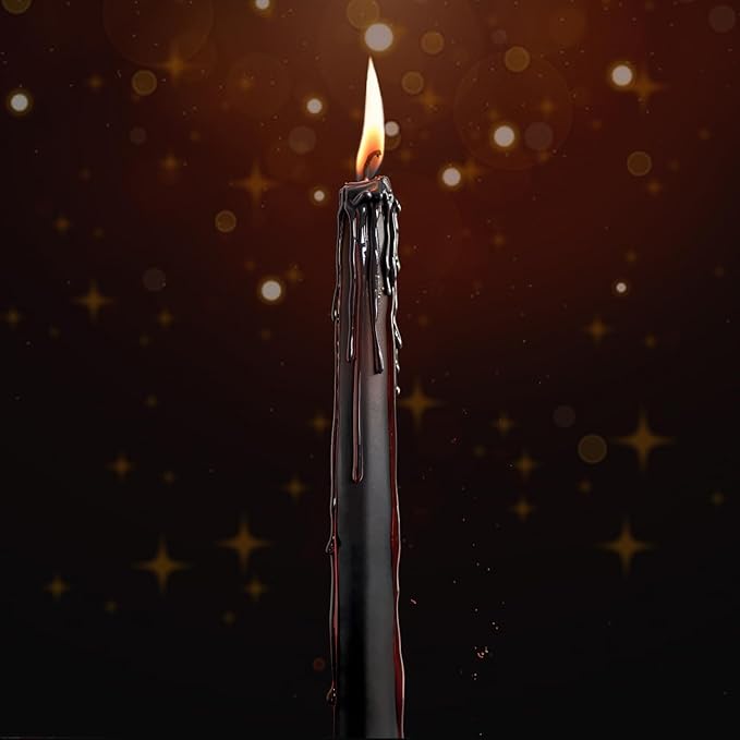 12PCS 10-Inch Black Bleeding Taper Candles,Vampire Tears Taper Candles- Unscented Ideal for