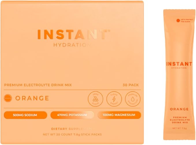 Instant Hydration Electrolytes Powder Packets - Citrus Orange Drink Mix - Zero Sugar - Keto, Vegan