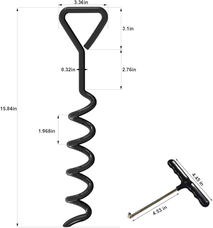 Eurmax USA Trampoline Stakes Heavy Duty Trampoline Parts Corkscrew Shape Steel Stakes Anchor Kit