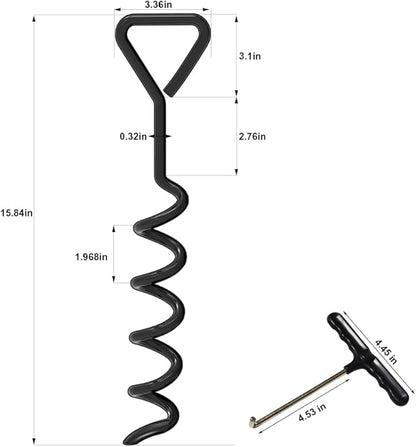 Eurmax USA Trampoline Stakes Heavy Duty Trampoline Parts Corkscrew Shape Steel Stakes Anchor Kit