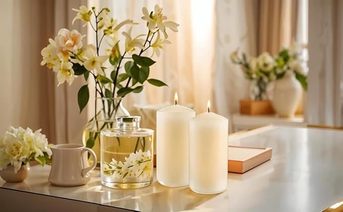 3×6 Ivory Pillar Candles Set of 6 Unscented Handpoured Weddings, Home Decoration, Restaurants, Spa