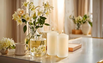 3×6 Ivory Pillar Candles Set of 6 Unscented Handpoured Weddings, Home Decoration, Restaurants, Spa