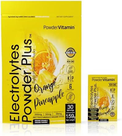 Electrolytes Powder Plus, Keto, Orange Pineapple, Sugar Free, 1000mg Potassium, 120mg Calcium