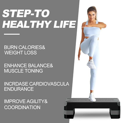 Aerobic Exercise Step, Adjustable Aerobic Stepper for Exercise, Workout Step Platform for Step Up