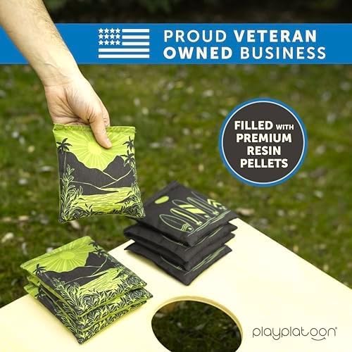 Professional Cornhole Bags - Set of 8 Regulation All Weather Double Sided - Sticky Side/Slick Side