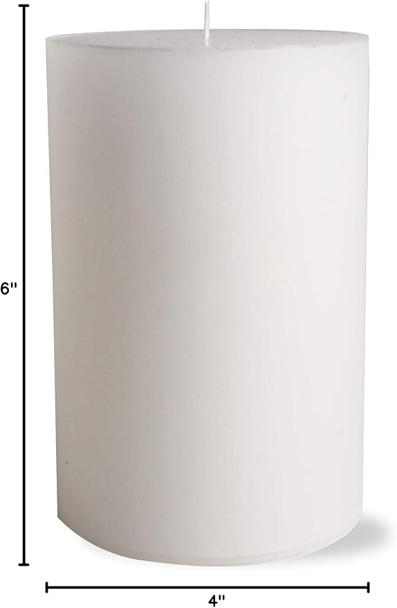TAG Chapel 4X6 White Pillar Paraffin Wax Candle Unscented Drip-Free Long Burning 130 Hours for Home