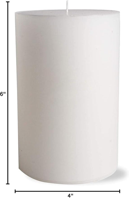 TAG Chapel 4X6 White Pillar Paraffin Wax Candle Unscented Drip-Free Long Burning 130 Hours for Home