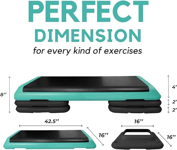 Yes4All Adjustable Workout Aerobic Exercise Step Platform Health Club Size with 4 Adjustable Risers
