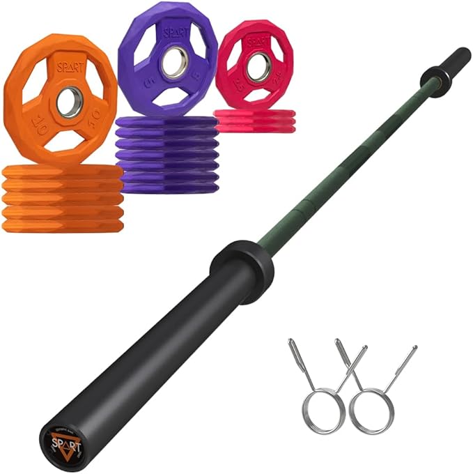 7FT Olympic Barbell Bar with Weight Plate Set Combo, Solid Olympic Bar with Bearings, 700Lbs
