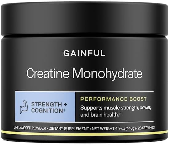 Gainful Creatine Powder, Post Workout Amino Acid Supplement, Muscle, Energy & Focus Support, 5g