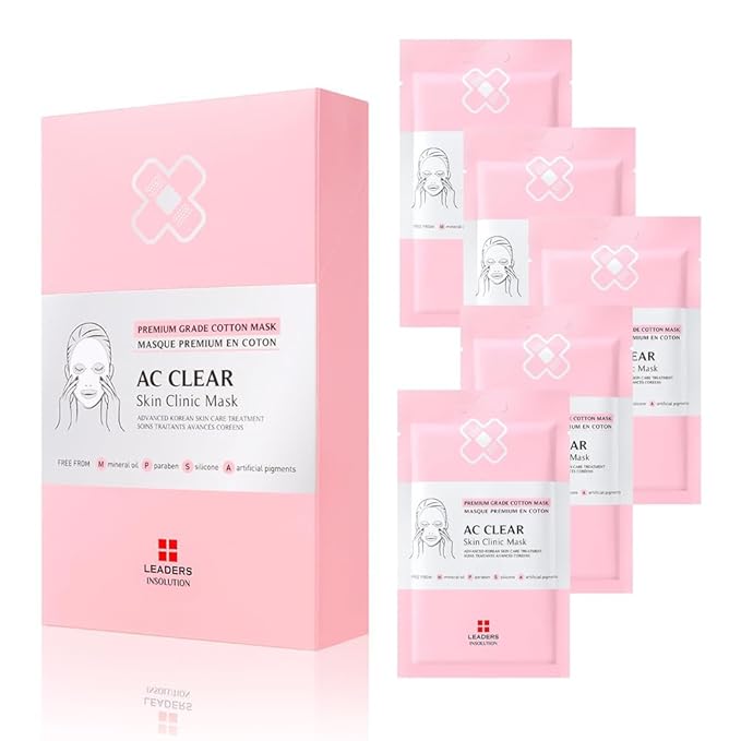 Leaders Insolution AC Clear Skin Clinic Mask | Snail Secretion & Tea Tree Oil for Acne, Redness