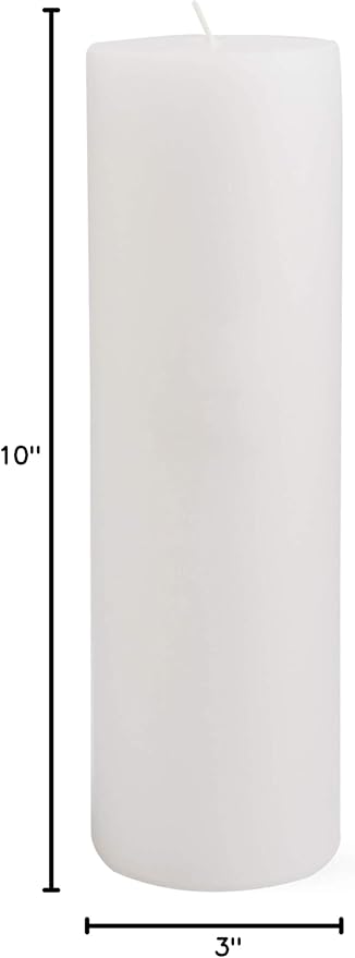 TAG Chapel 3X10 White Pillar Paraffin Wax Candle Unscented Drip-Free Long Burning 145 Hours for