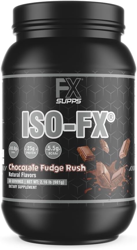 FXSUPPS Iso-Fx Whey Isolate Protein Powder Chocolate Flavored Drink | Low Carb with BCAAs | Post