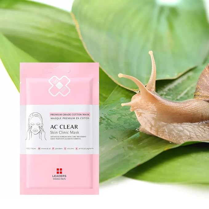 Leaders Insolution AC Clear Skin Clinic Mask | Snail Secretion & Tea Tree Oil for Acne, Redness