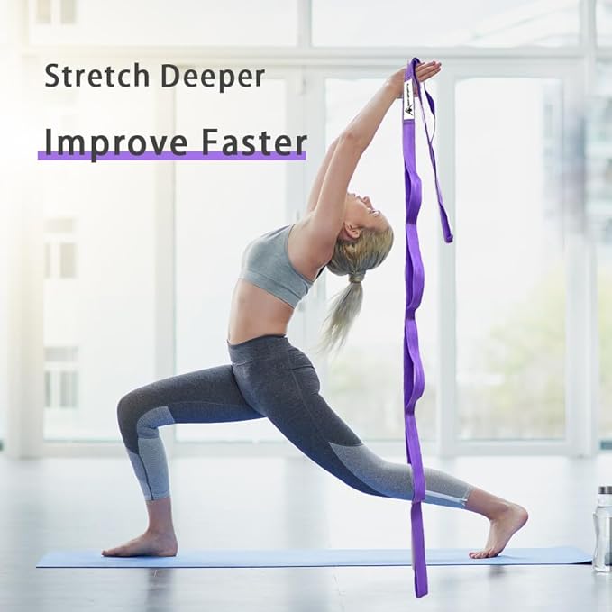Stretching Strap Yoga Strap with Loops, Stretch Straps for Physical Therapy, Non-Elastic Exercise