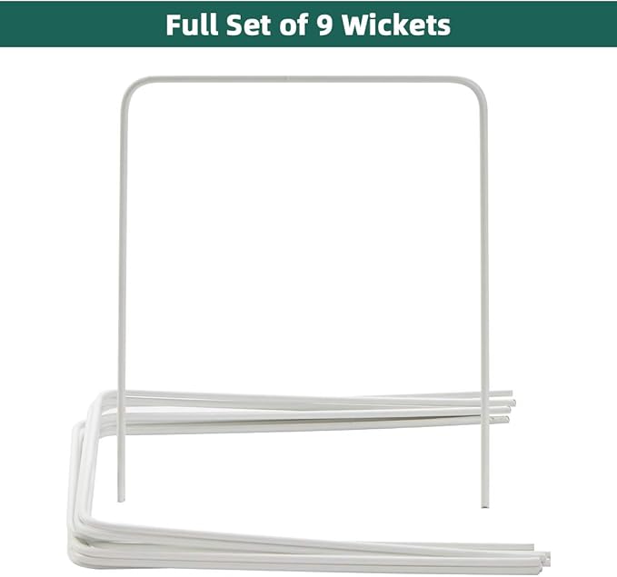 ApudArmis Universal Croquet Wickets Standard Size, Set of 9 White Square Arrow Wickets Rplacement