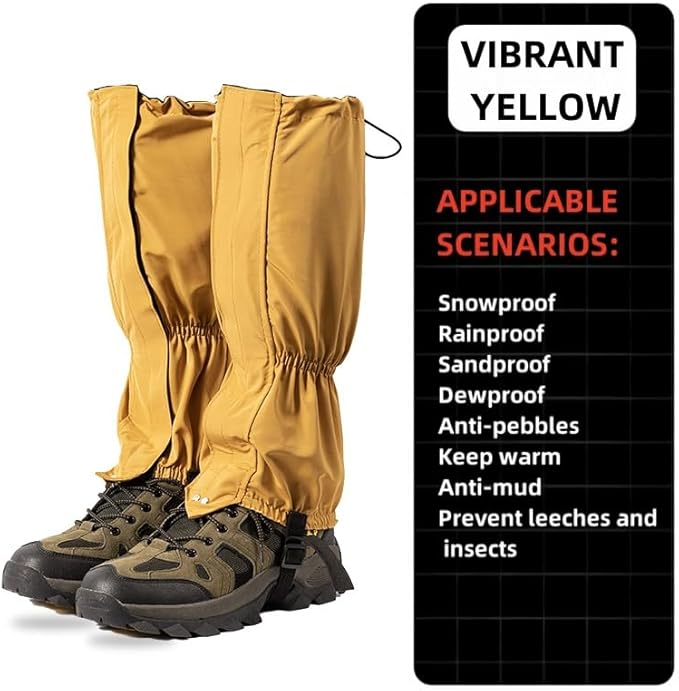 Leg Gaiters, Waterproof,Lightweight and Adjustable, Snow Boot Gaiters, for Men and Women Hiking
