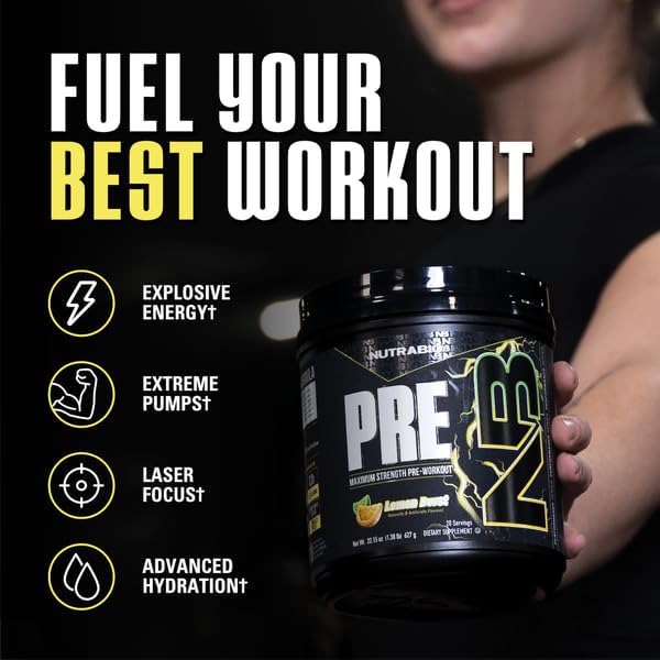 NutraBio Preworkout Powder, Lemon Burst| Explosive Energy, Laser Focus, Extreme Pumps| Pre Workout
