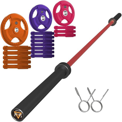 7FT Olympic Barbell Bar with Weight Plate Set Combo, Solid Olympic Bar with Bearings, 700Lbs