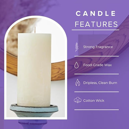 Simply Soson Lavender Scented Candle - 1 Piece 3x6 Ivory Pillar - Aromatherapy Gift for Home and