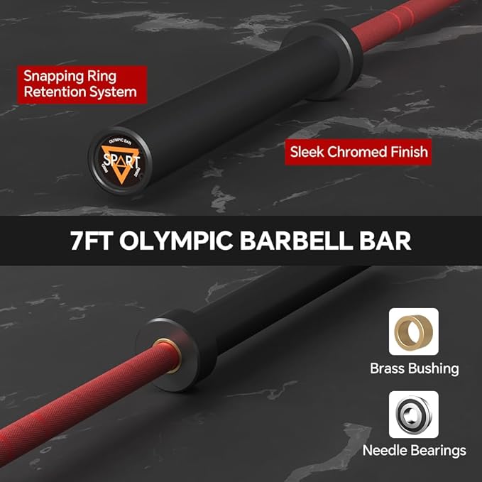 7FT Olympic Barbell Bar with Weight Plate Set Combo, Solid Olympic Bar with Bearings, 700Lbs