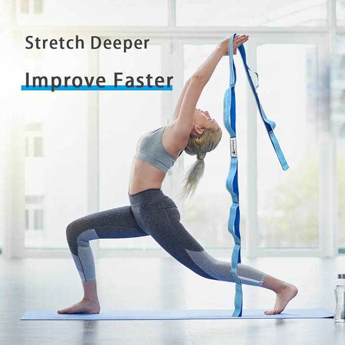 Stretching Strap Yoga Strap with Loops, Stretch Straps for Physical Therapy, Non-Elastic Exercise
