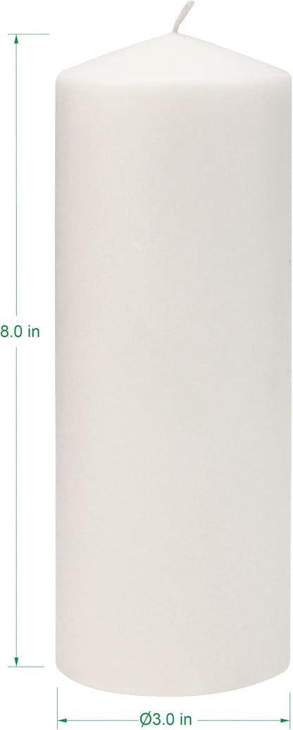 Stonebriar Unscented White Tall Pillar Candles, 80 Hour Burning Candle Pillars, Perfect for Decor