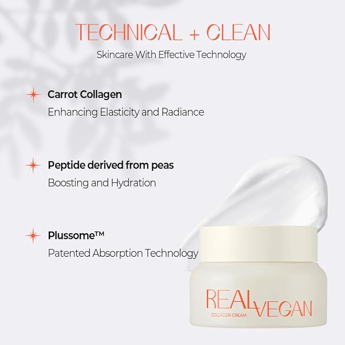 KLAVUU Real Vegan Collagen Cream - Enhances Skin Elasticity, Providing Deep Hydration to Dry Skin