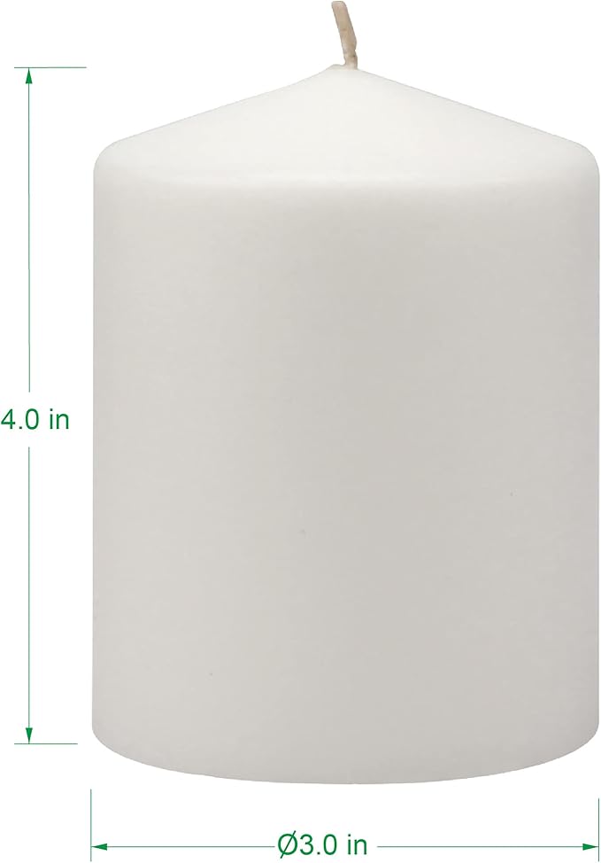 Stonebriar Unscented White Tall Pillar Candles, 35 Hour Burning Candle Pillars, Perfect for Decor