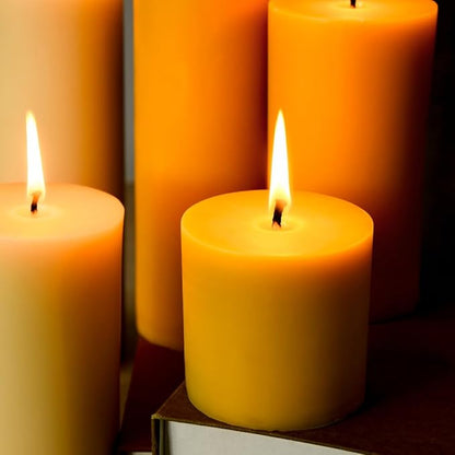 3"x 3" Beeswax Pillar Candle, Made of Pure Natural Beeswax, with Ultra Long Burning Time and Low