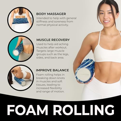 Oceanfoam Tidal Roller - Royal Marbled - Muscle Massage Foam Roller for Back Pain & Stretching