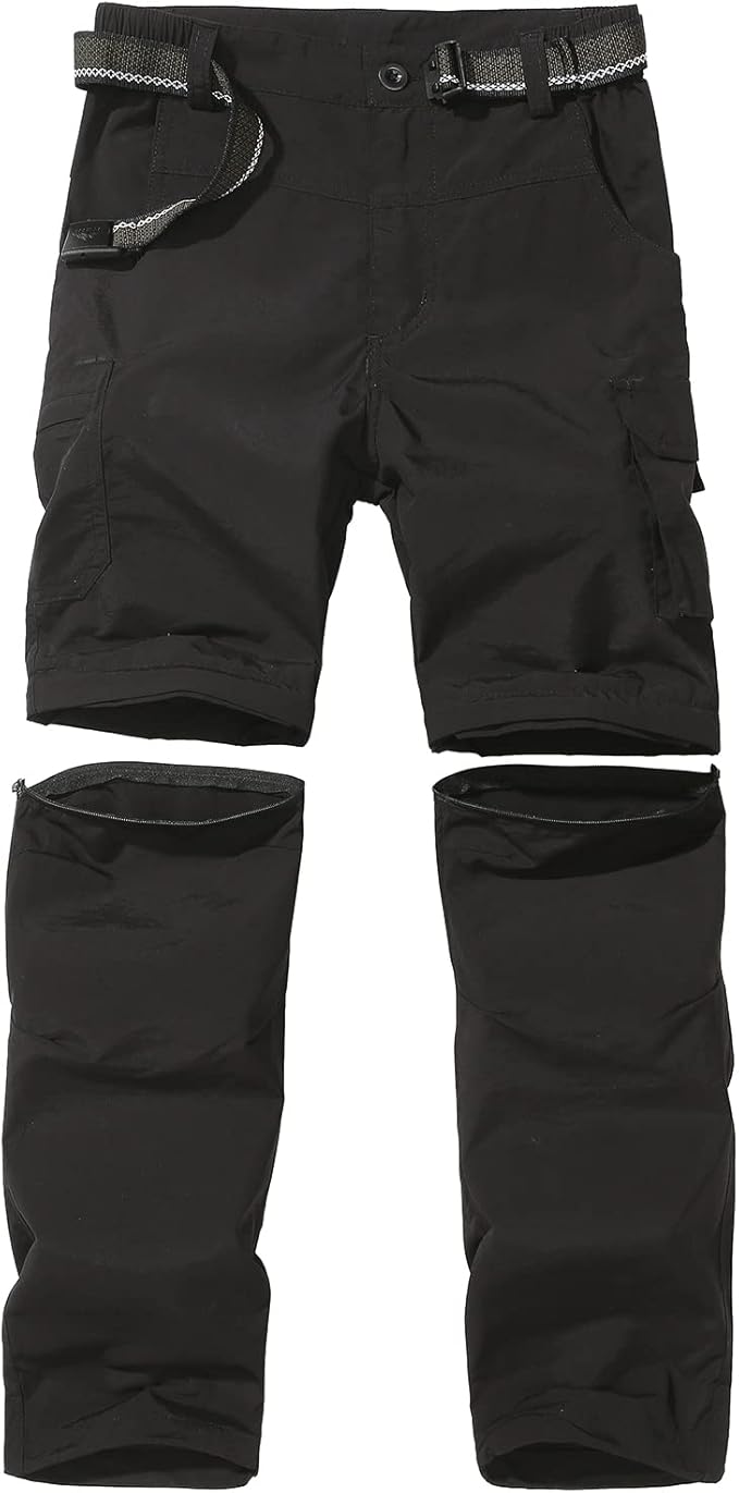 Boy’s Convertible Hiking Pants Lightweight Quick Dry Zip Off Pants for Kids Youth Outdoor UPF 50+