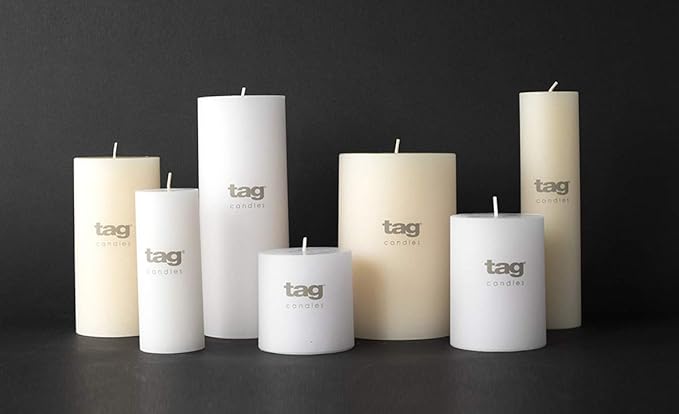 TAG Chapel 2X5 White Pillar Paraffin Wax Candle Unscented Drip-Free Long Burning 32 Hours for Home