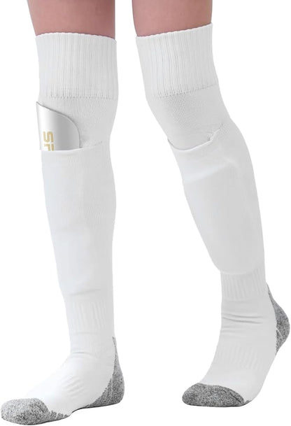 Youth Soccer Shin Guard Socks, Built-in Protective Pads, Kids Knee High Football Athletic Team