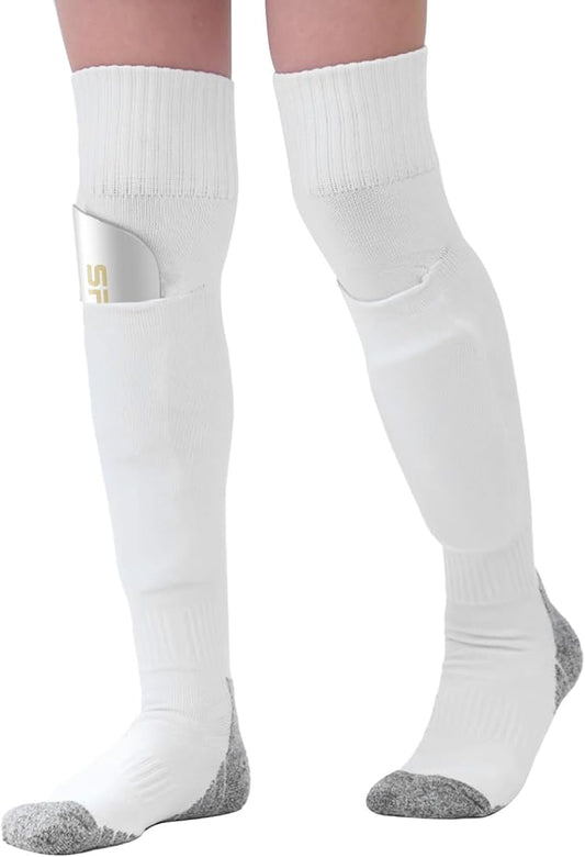 Youth Soccer Shin Guard Socks, Built-in Protective Pads, Kids Knee High Football Athletic Team